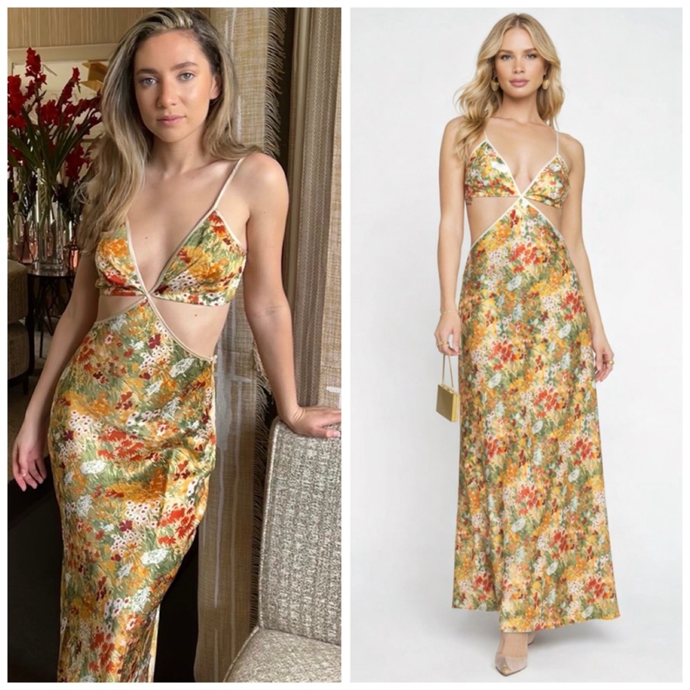 Reformation Poppies Silk Dress‎ Sojourn Size 2 Cut Out Maxi Floral Sundress